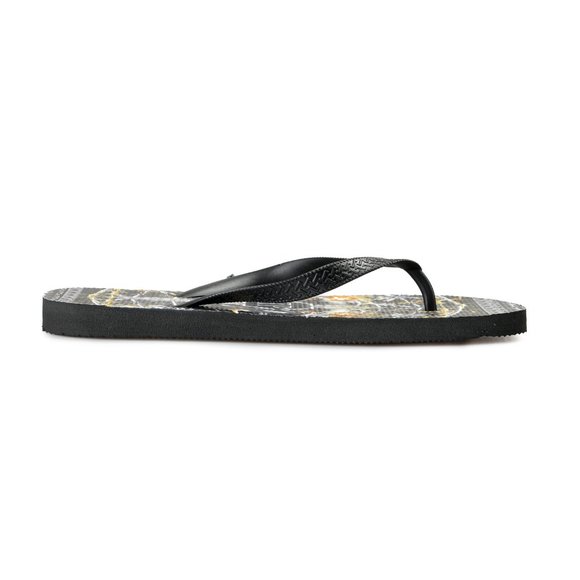 Philipp Plein Black/Multi Rubber Logo Print Flip Flops Shoes
